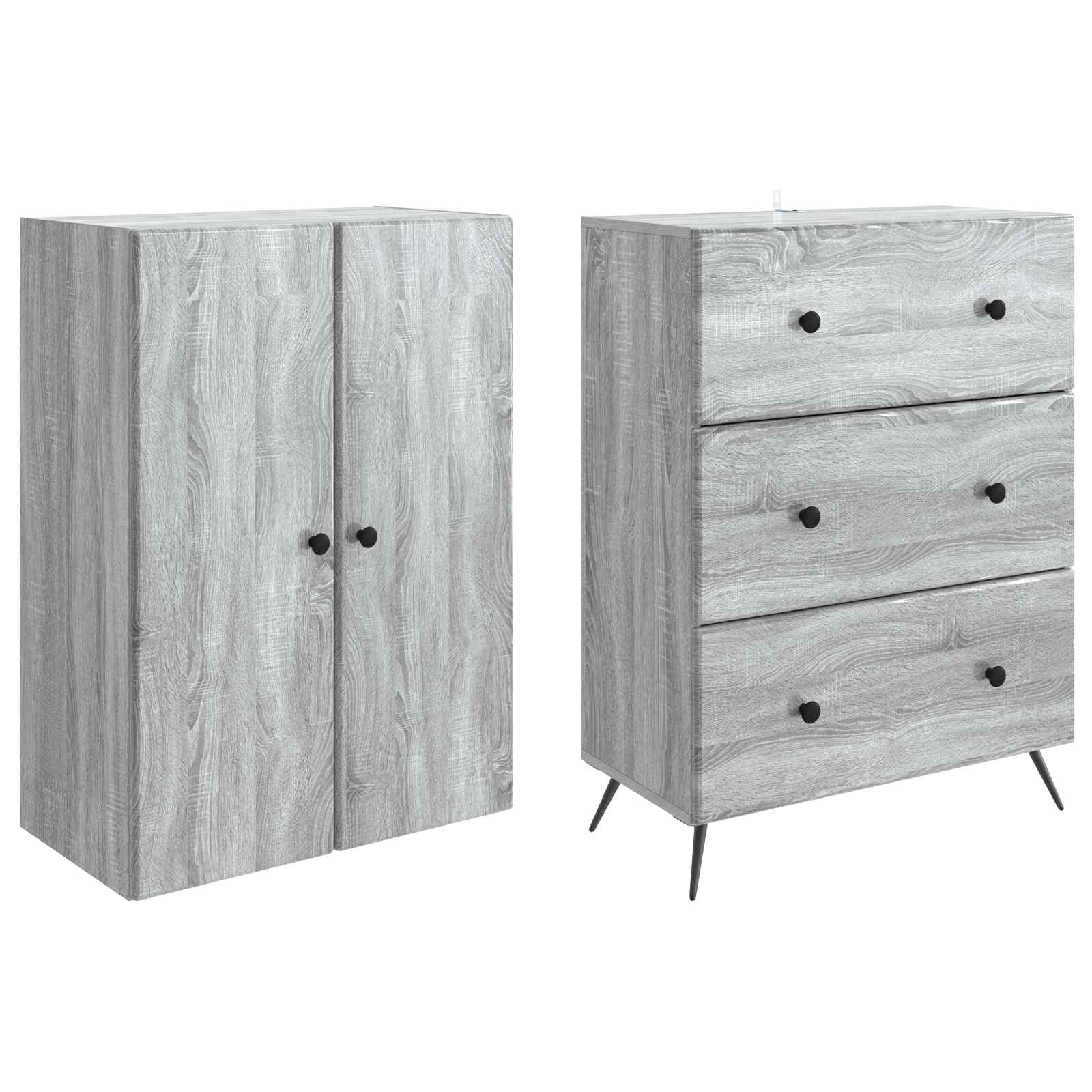 Set di armadi 2 pcs Sonoma grigio 66 x 34,5 x 90 cm | homemem39