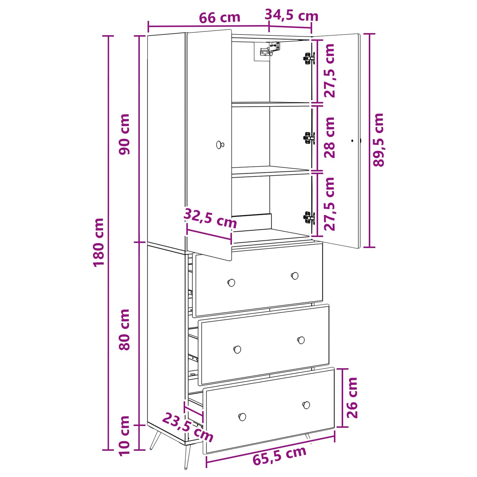 Set di armadi 2 pcs Legno antico 66 x 34,5 x 90 cm | homemem39