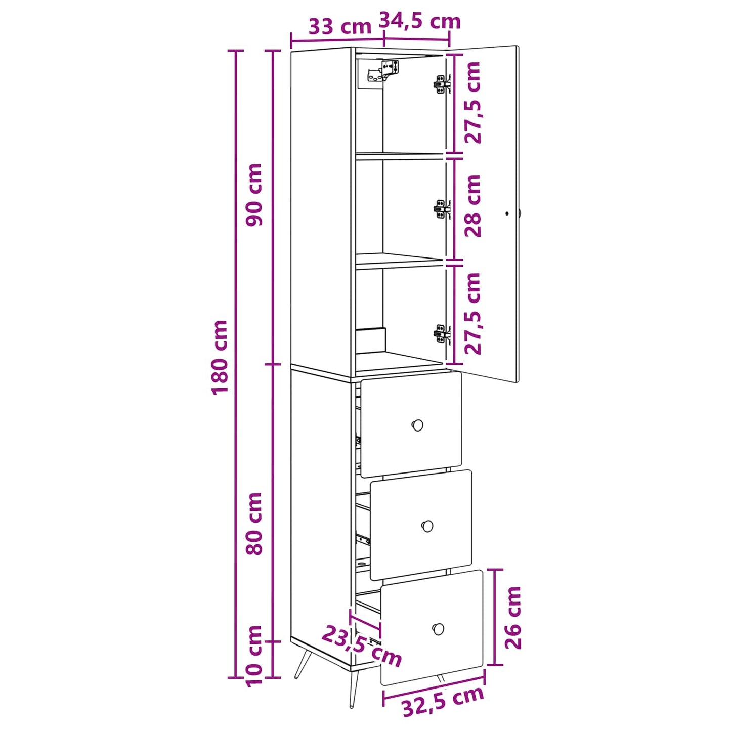 Set di armadi 2 pcs Grigio Cemento 34,5 x 34,5 x 90 cm | homemem39