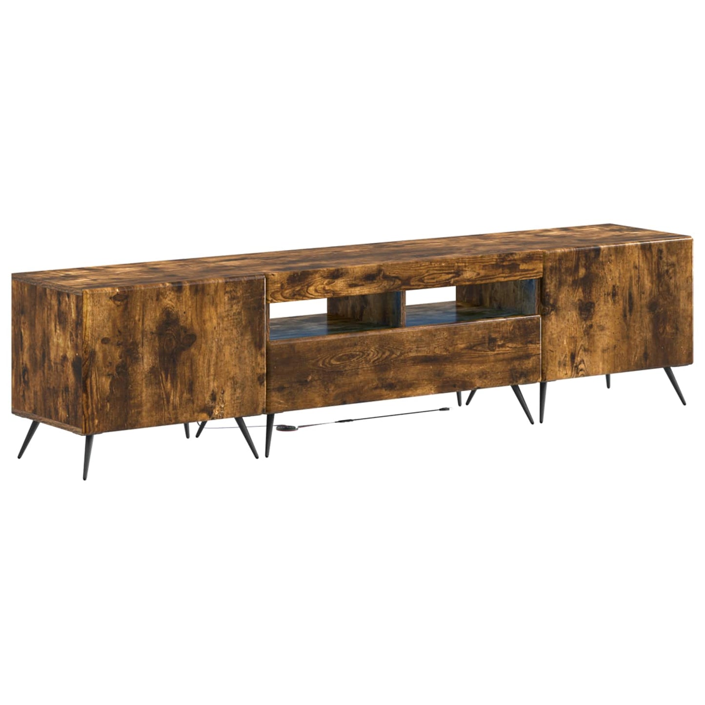 Mobile TV LED a 5 pezzi Rovere Fumo Legno ingegnerizzato