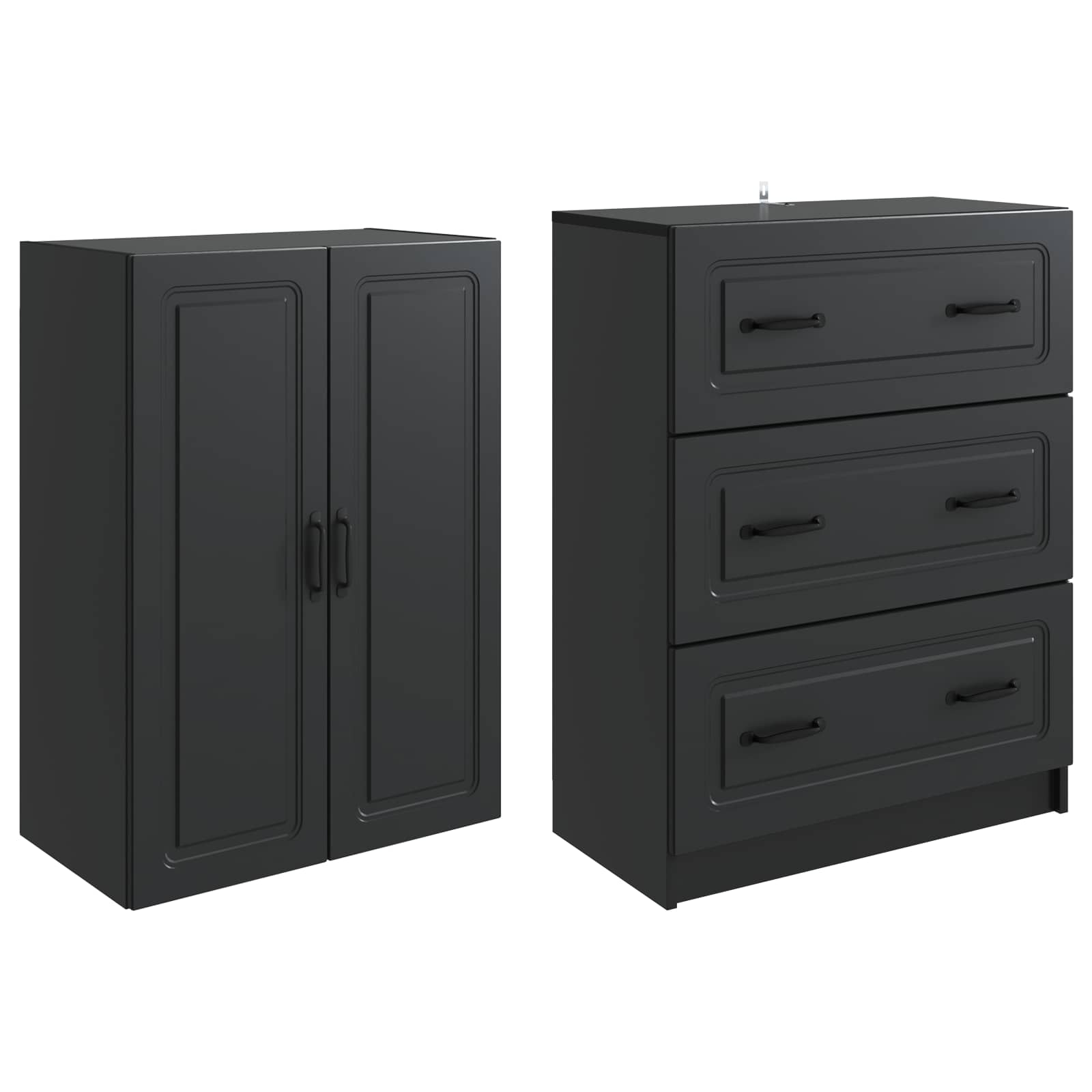 Set di armadi 2 pcs Nero 66 x 34,5 x 87 cm Legno ingegnerizzato | homemem39