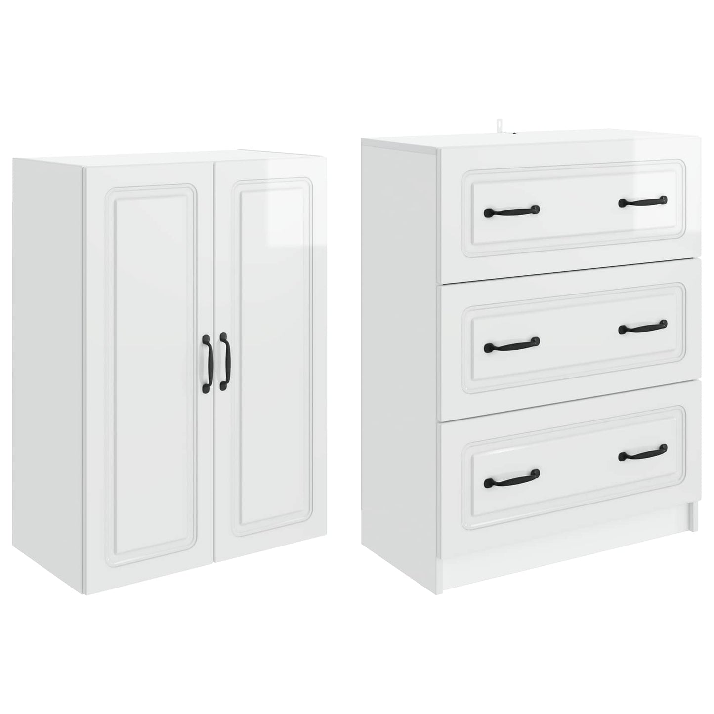 Set di armadi 2 pcs Bianco Lucido 66 x 34,5 x 87 cm | homemem39