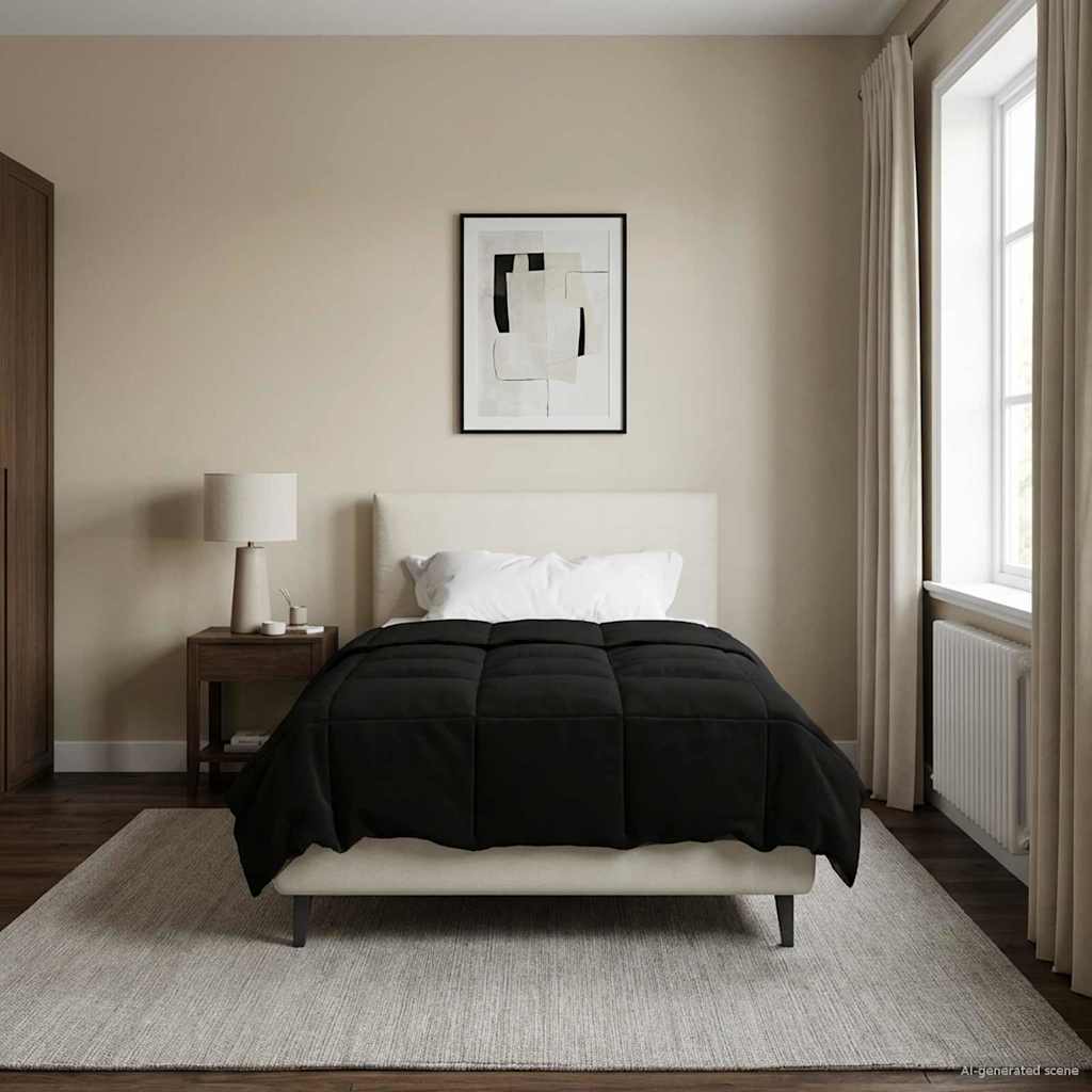 Piumino Letto Estivo 155 x 220 cm Estate Nero Traspirante