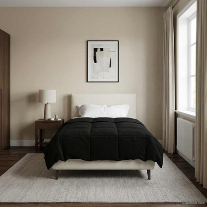 Piumino Letto Estivo 155 x 220 cm Estate Nero Traspirante