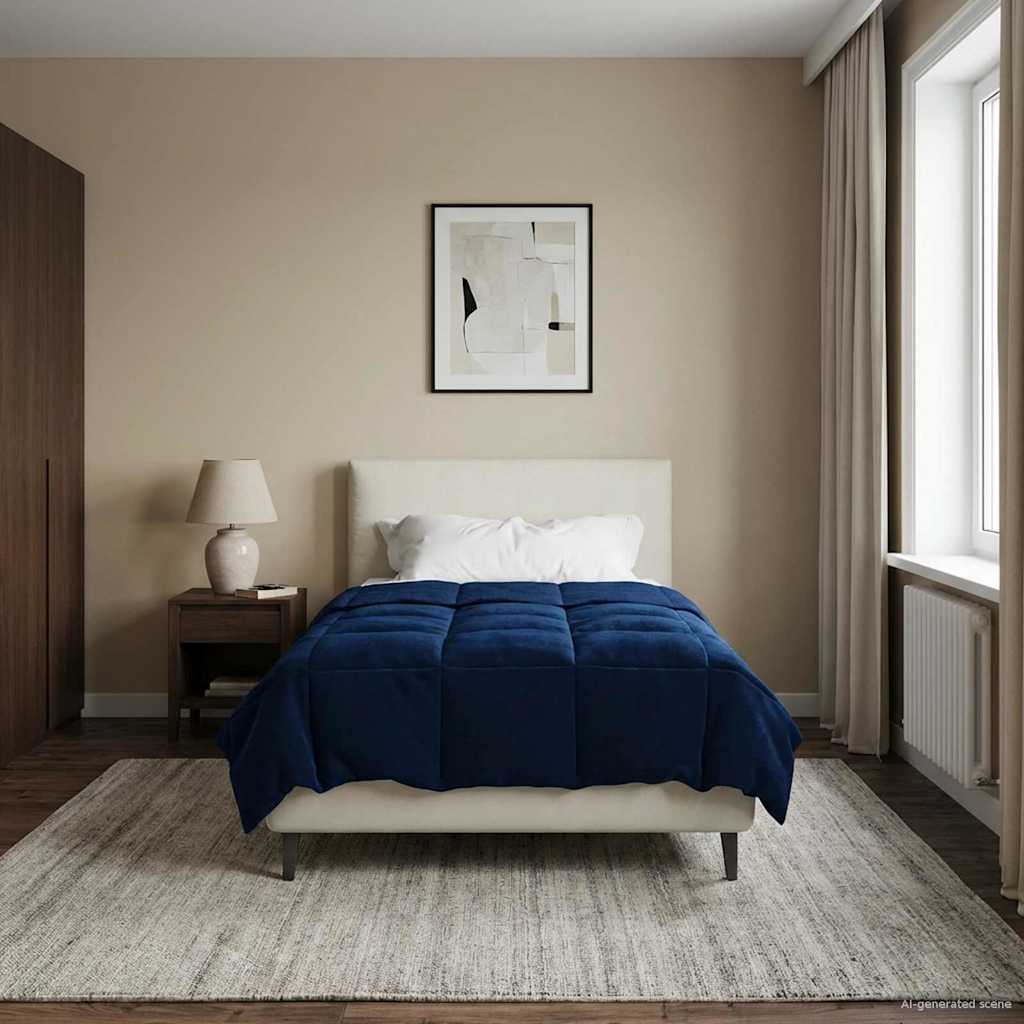 Piumino Letto Estivo 135 x 200 cm Estate Blu Scuro Traspirante
