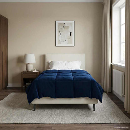 Piumino Letto Estivo 155 x 200 cm Estate Blu Scuro Traspirante