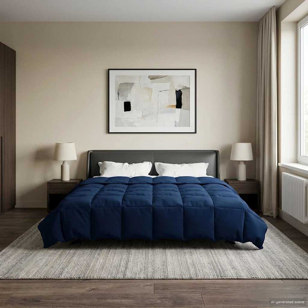 Piumino Letto Estivo 200 x 240 cm Estate Blu Scuro Traspirante