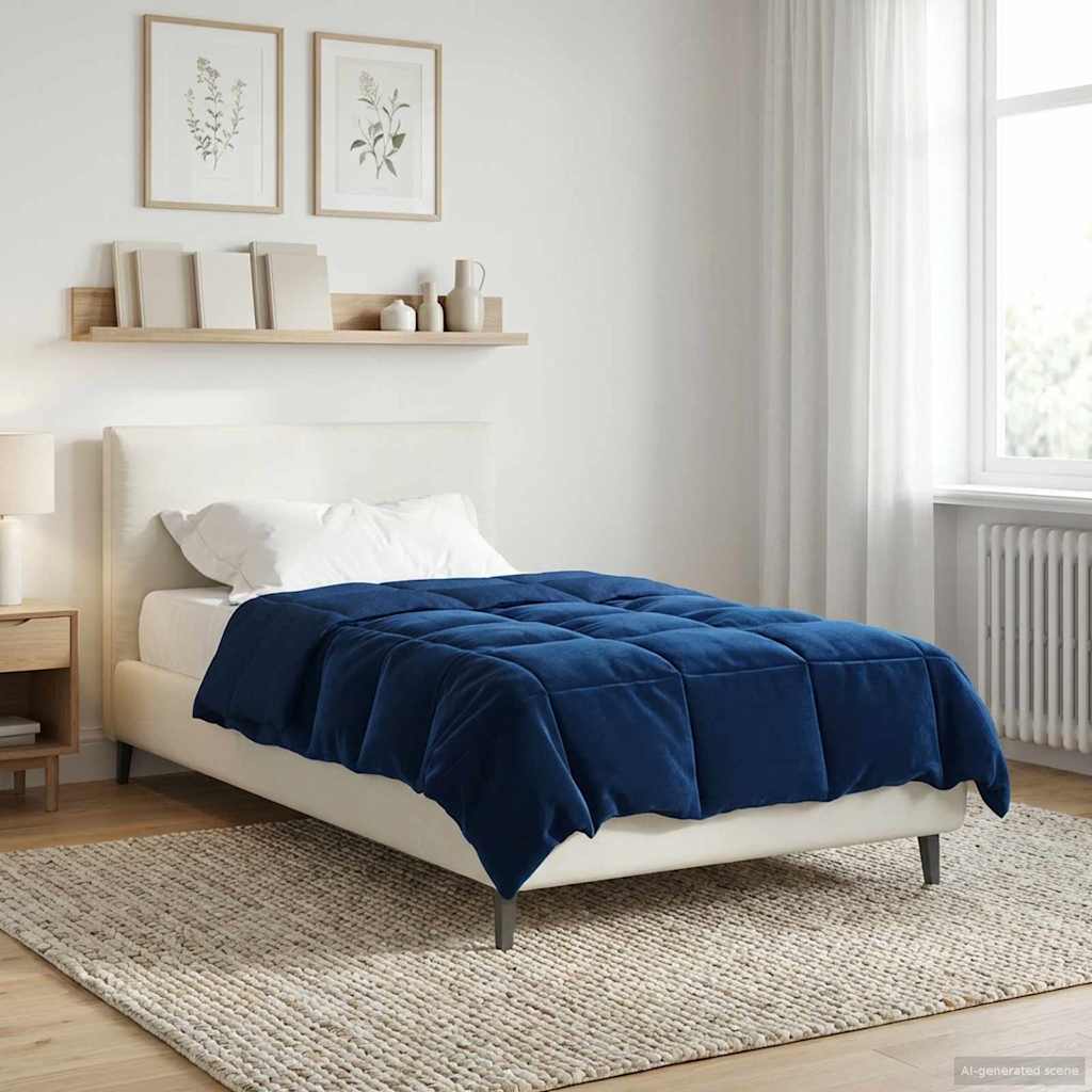 Piumino Letto Estivo 135 x 220 cm Estate Blu Scuro Traspirante