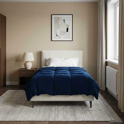 Piumino Letto Estivo 135 x 220 cm Estate Blu Scuro Traspirante