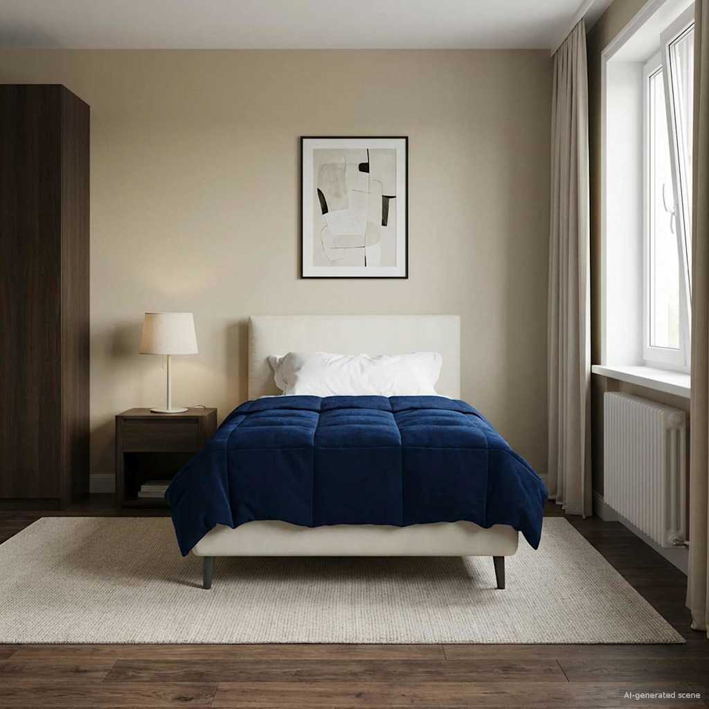 Piumino Letto Estivo 140 x 220 cm Estate Blu Scuro Traspirante