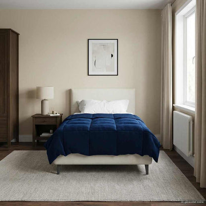Piumino Letto Estivo 155 x 220 cm Estate Blu Scuro Traspirante