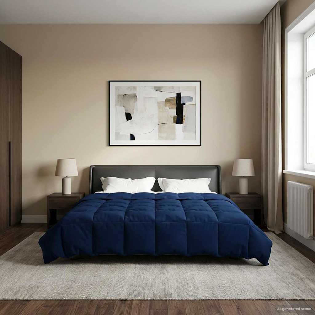 Piumino Letto Estivo 220 x 240 cm Estate Blu Scuro Traspirante