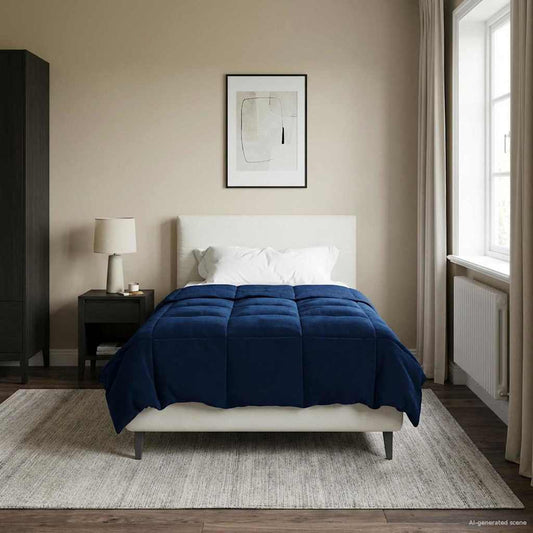 Piumone Completo Annuale 135 x 200 cm 4 stagioni Blu Scuro - homemem39