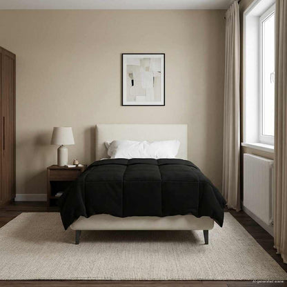Duvet Invernale 135 x 220 cm Inverno Nero Traspirante