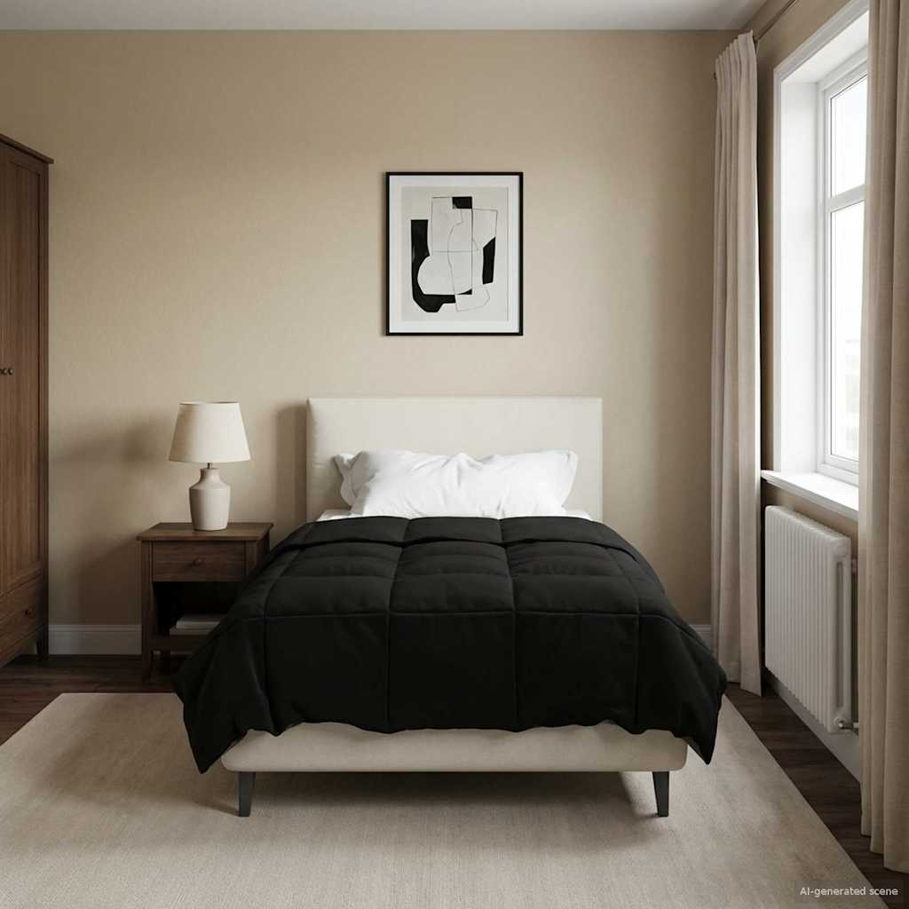 Duvet Invernale 140 x 220 cm Inverno Nero Traspirante