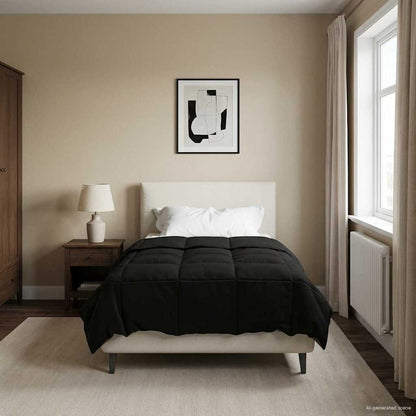Duvet Invernale 140 x 220 cm Inverno Nero Traspirante