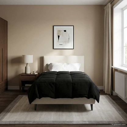 Duvet Invernale 155 x 220 cm Inverno Nero Traspirante
