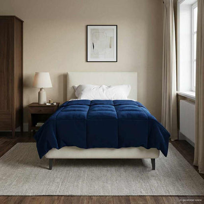 Duvet Invernale 135 x 220 cm Inverno Blu Scuro Traspirante