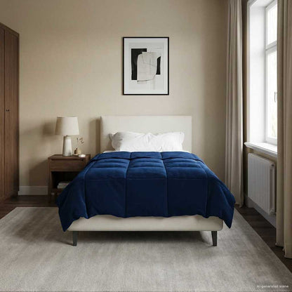 Duvet Invernale 155 x 220 cm Inverno Blu Scuro Traspirante