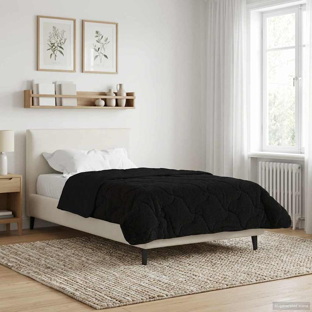 Piumino Letto Estivo 155 x 220 cm Estate Nero Traspirante
