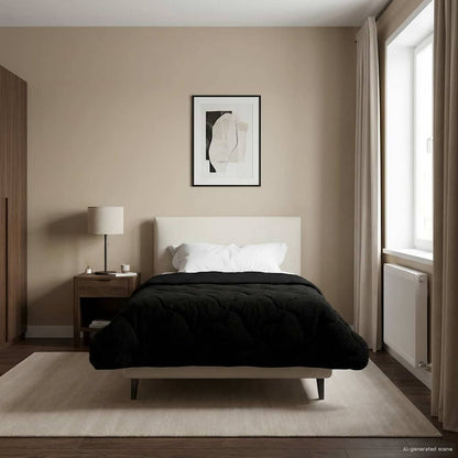Piumino Letto Estivo 155 x 220 cm Estate Nero Traspirante