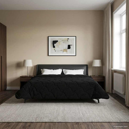 Duvet Estivo Nero 240 x 260 cm Microfibra e Fleece Teddy | homemem39