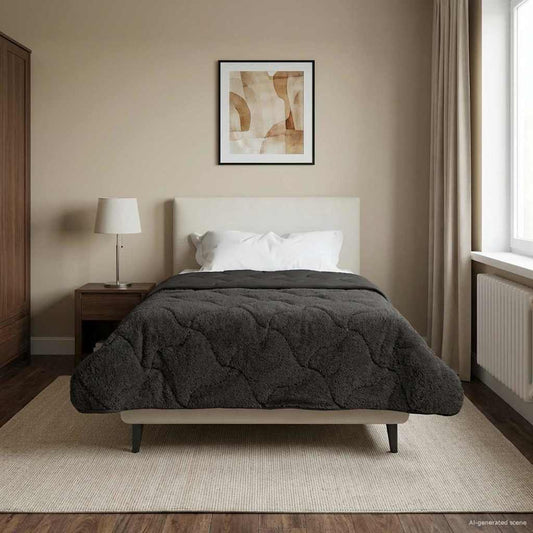 Duvet Invernale 135 x 200 cm Inverno Antracite Traspirante - homemem39