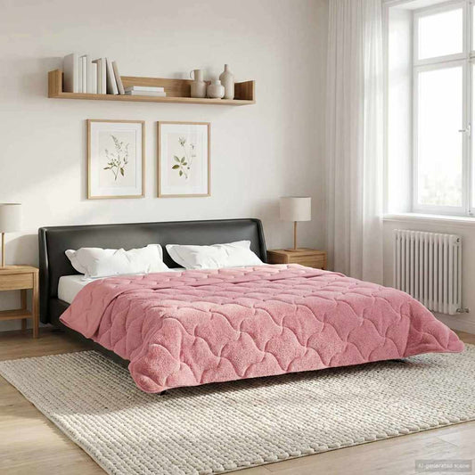 Duvet Invernale Rosa 220 x 260 cm Microfibra e Fleece Teddy