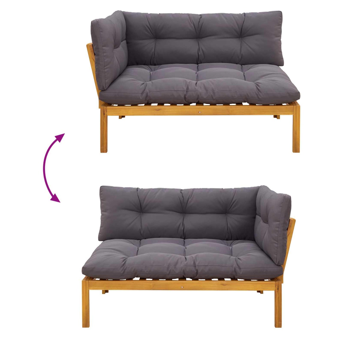 Unità Divano Angolare Grigio Naturale e Scuro 132 x 92 x 82 cm | homemem39