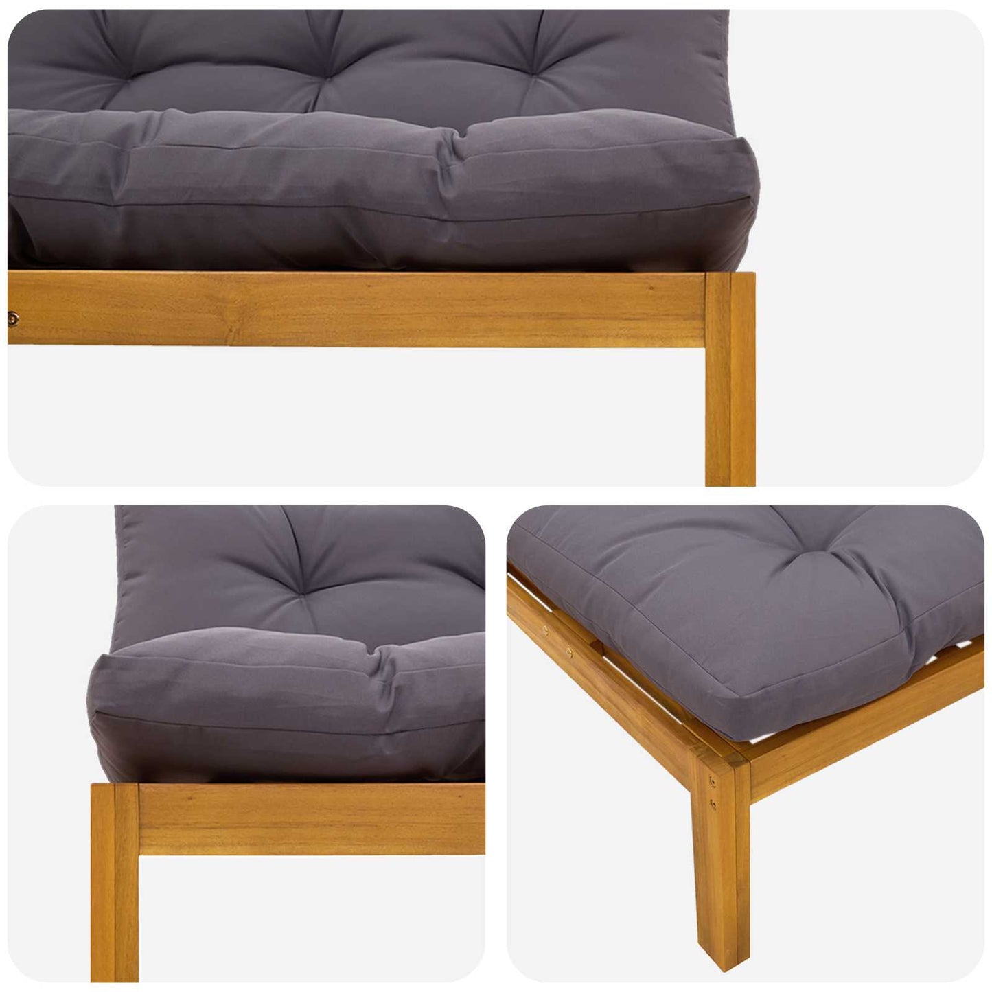 Unità Divano Centrale Grigio Naturale e Scuro 120 x 80 x 82 cm | homemem39