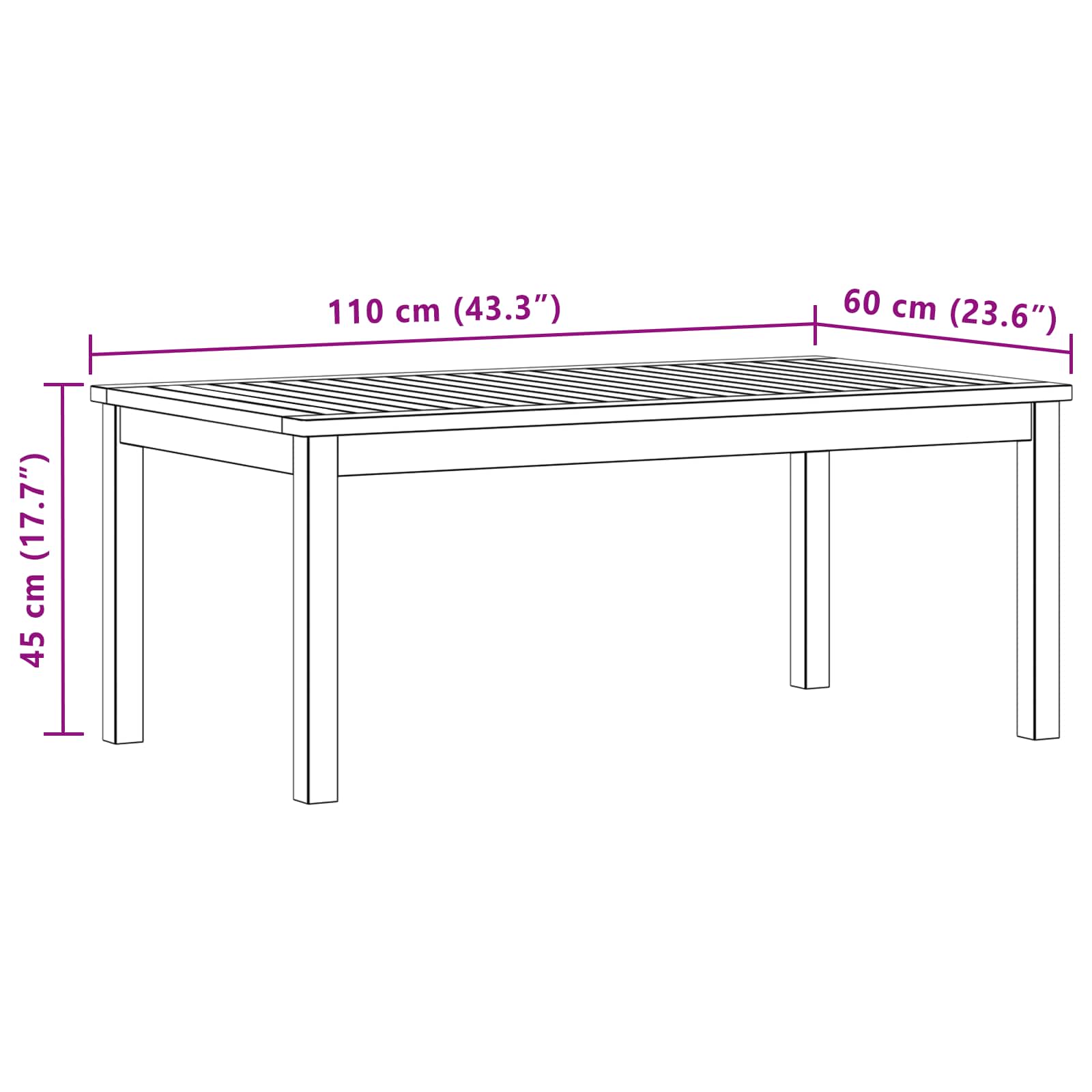 Tavolino da salotto Acacia chiaro 110 x 60 x 45 cm | homemem39