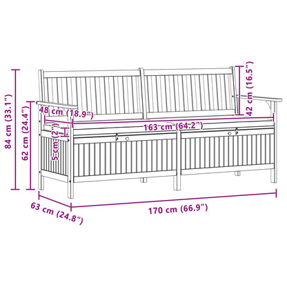 Panchina con contenitore 170 x 63 x 84 cm Acacia Solido | homemem39