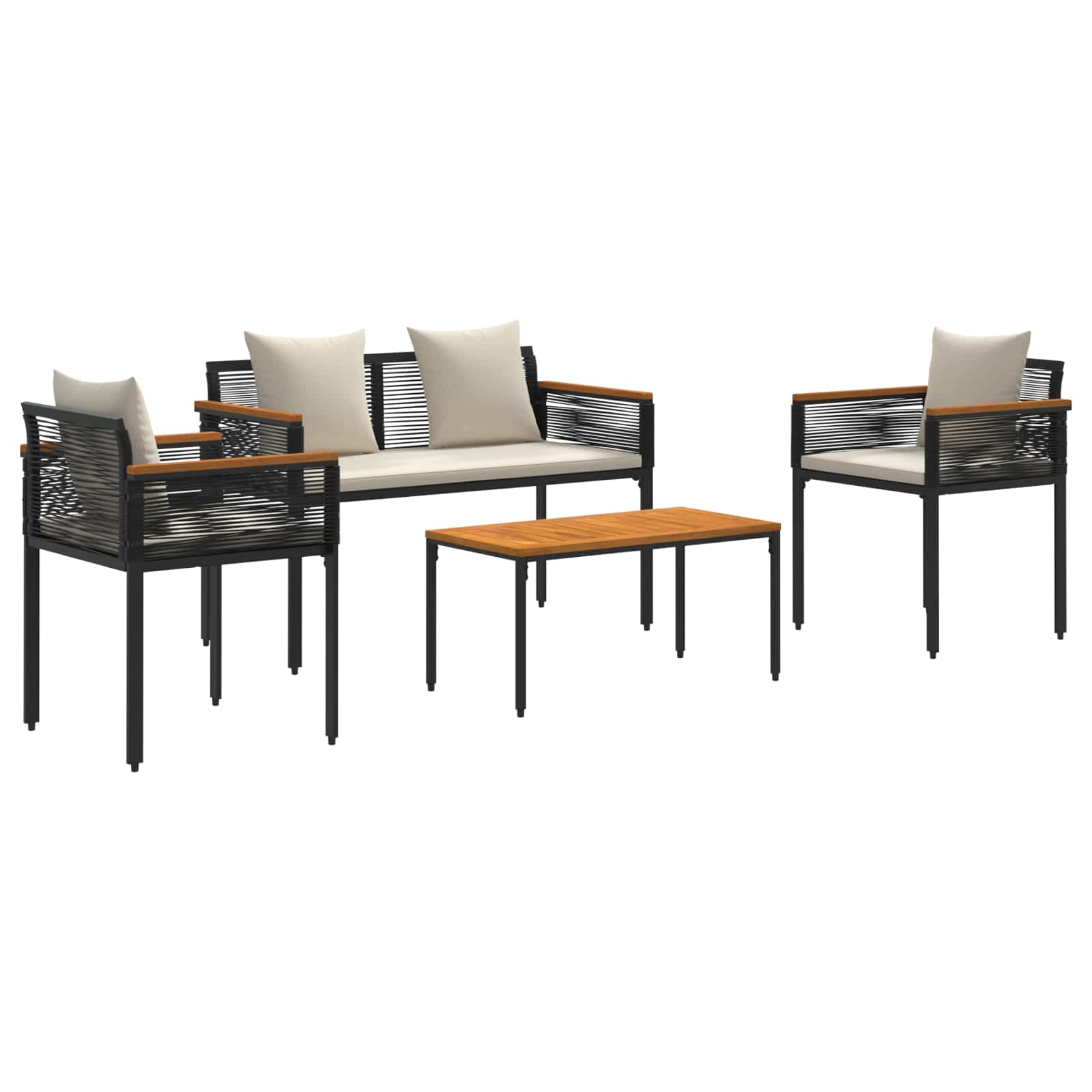 Set di Mobili da Esterno Nero e Bianco Crema polyrattan | homemem39