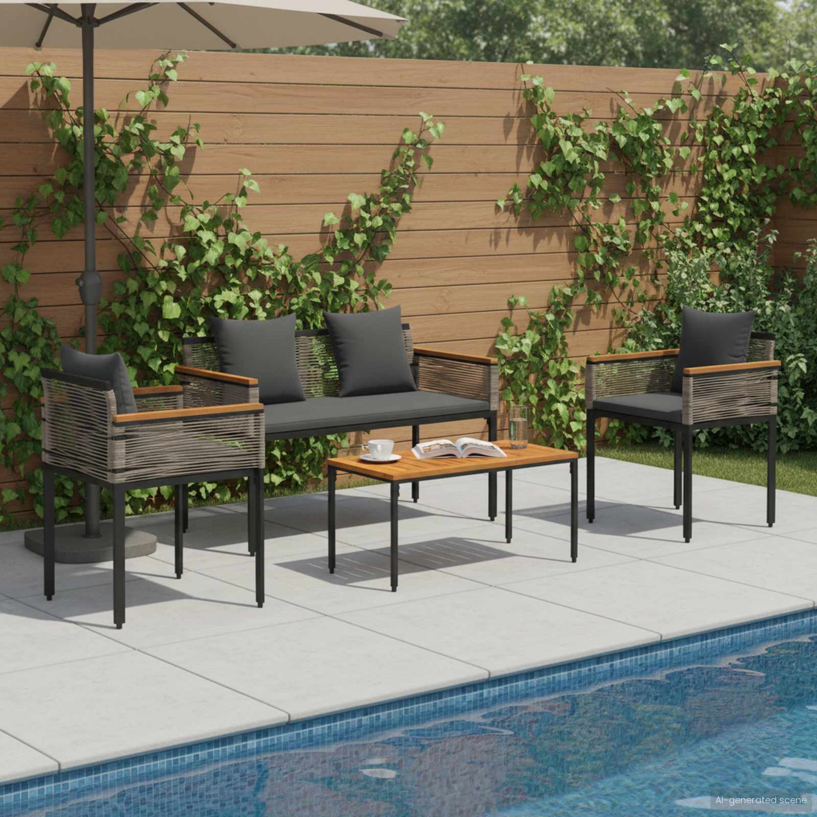 Set di Mobili da Esterno Grigio e Grigio Scuro polyrattan | homemem39
