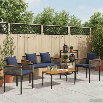 Set di Mobili da Esterno Grigio e Blu Navy polyrattan | homemem39