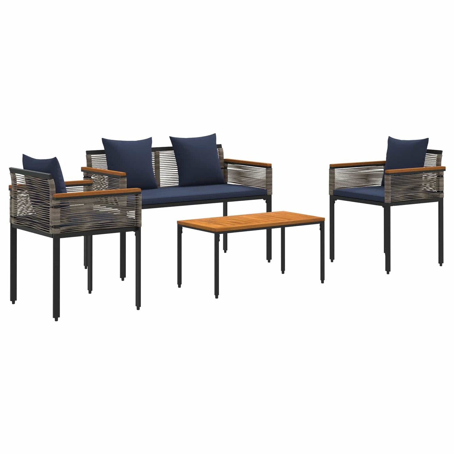Set di Mobili da Esterno Grigio e Blu Navy polyrattan | homemem39