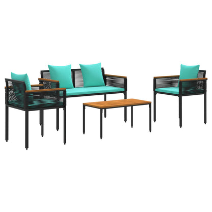Set di Mobili da Esterno con cuscino Nero e Turchese polyrattan | homemem39