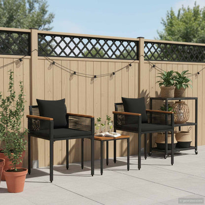 Set di Mobili da Esterno con cuscino Nero polyrattan | homemem39