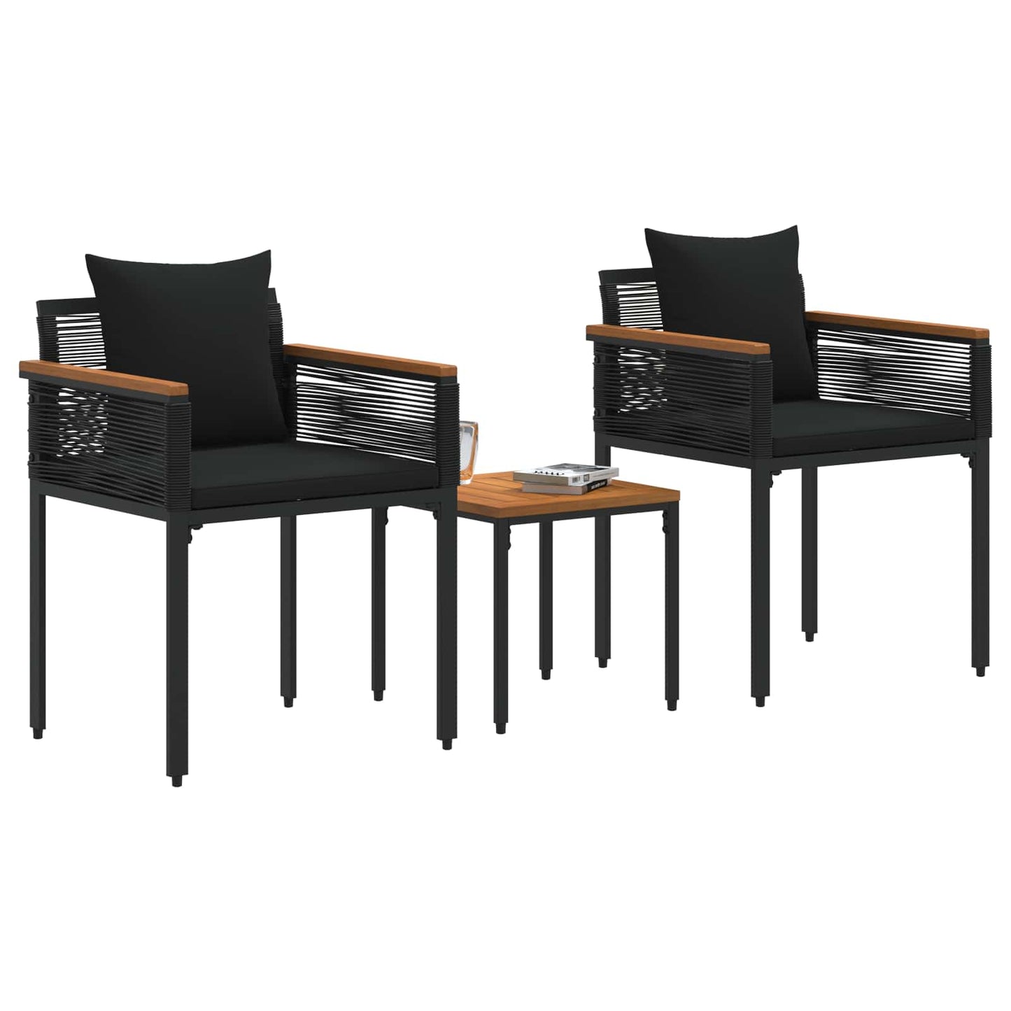 Set di Mobili da Esterno con cuscino Nero polyrattan | homemem39