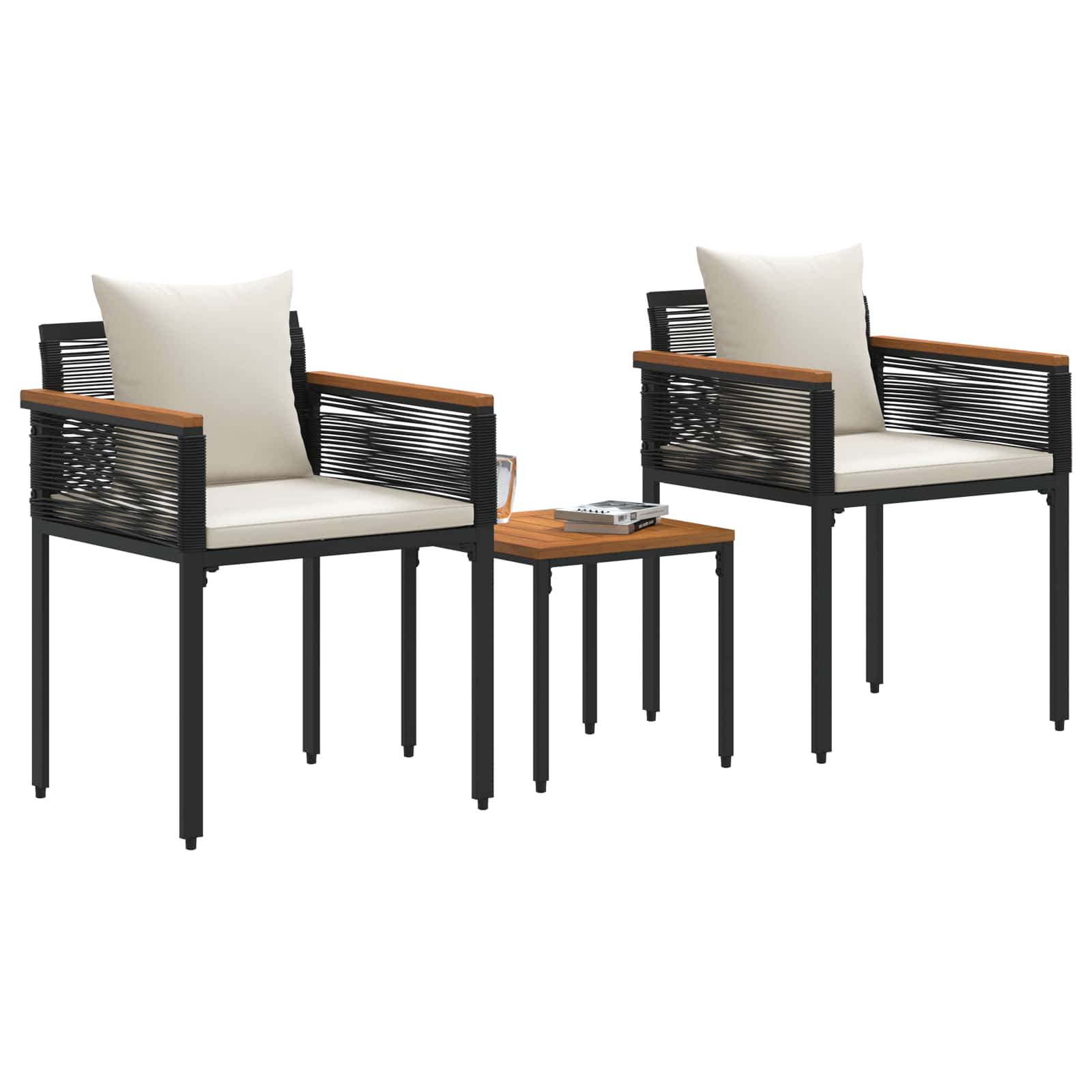 Set di Mobili da Esterno Nero e Bianco Crema polyrattan | homemem39