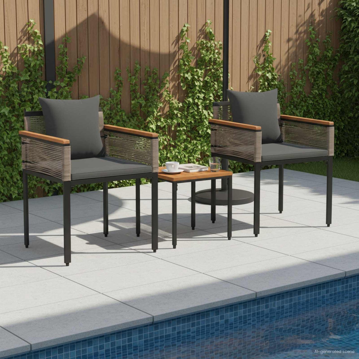 Set di Mobili da Esterno Grigio e Grigio Scuro polyrattan | homemem39