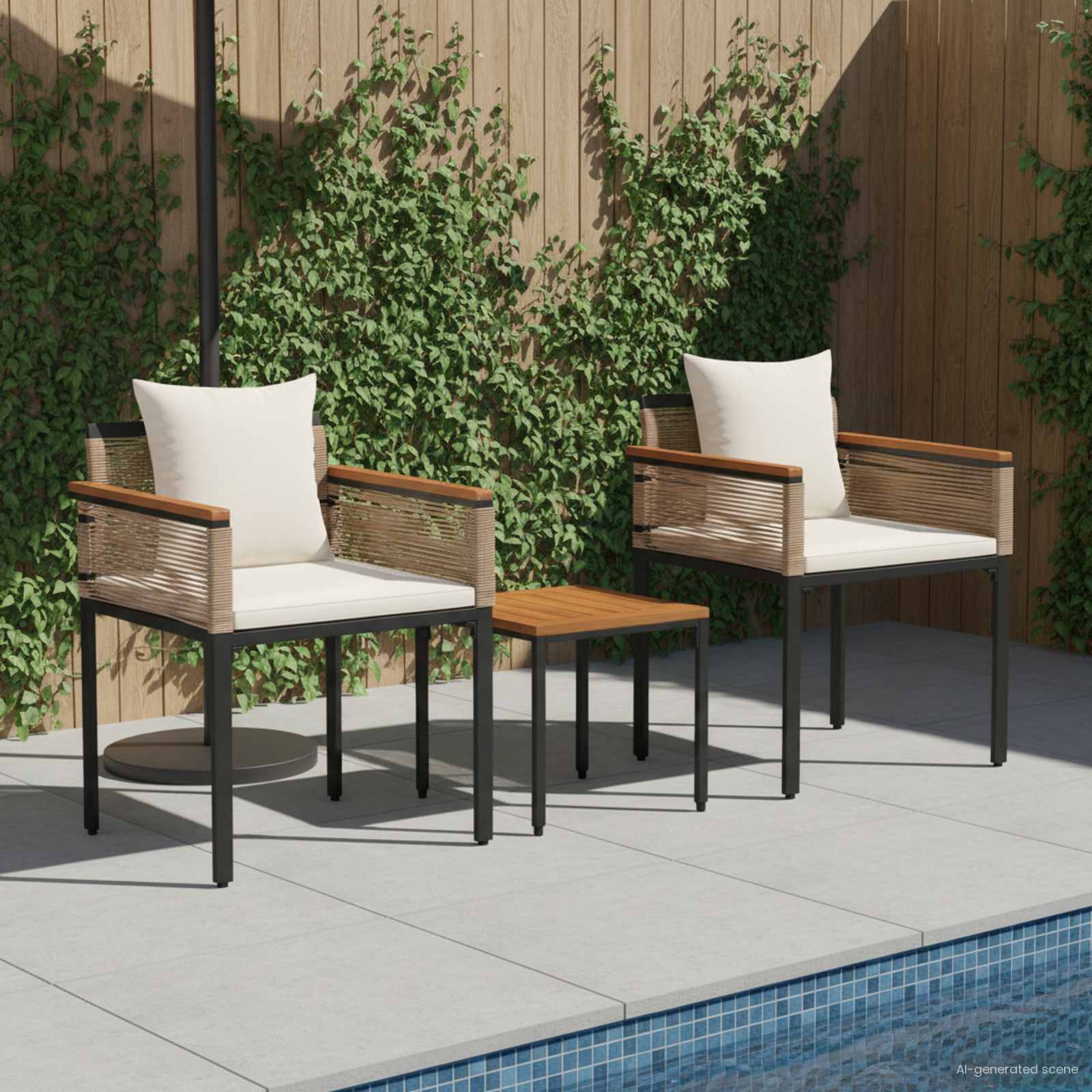 Set di Mobili da Esterno Beige e Bianco Crema polyrattan | homemem39