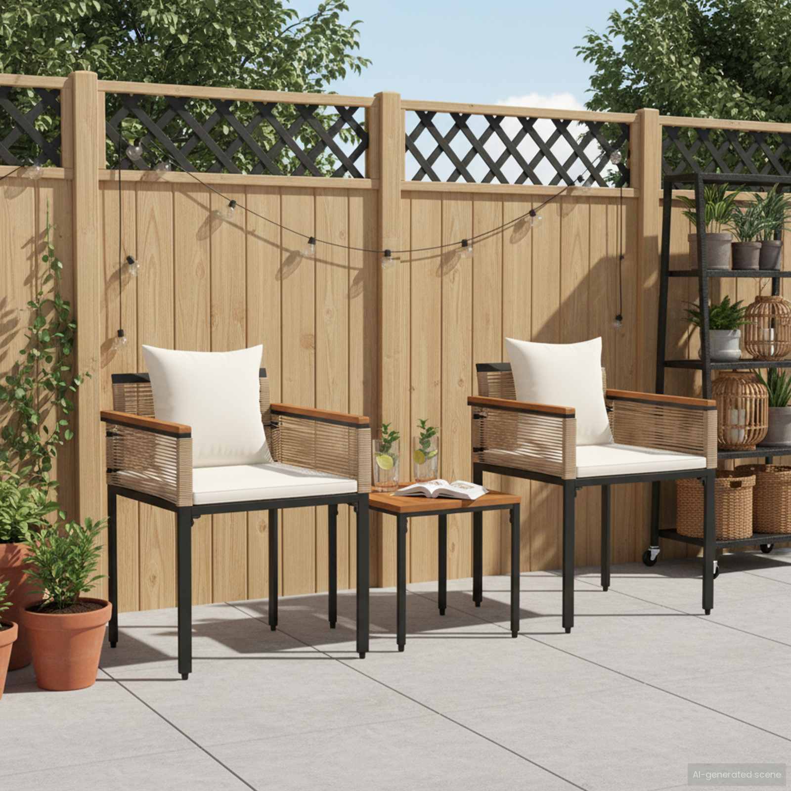Set di Mobili da Esterno Beige e Bianco Crema polyrattan | homemem39