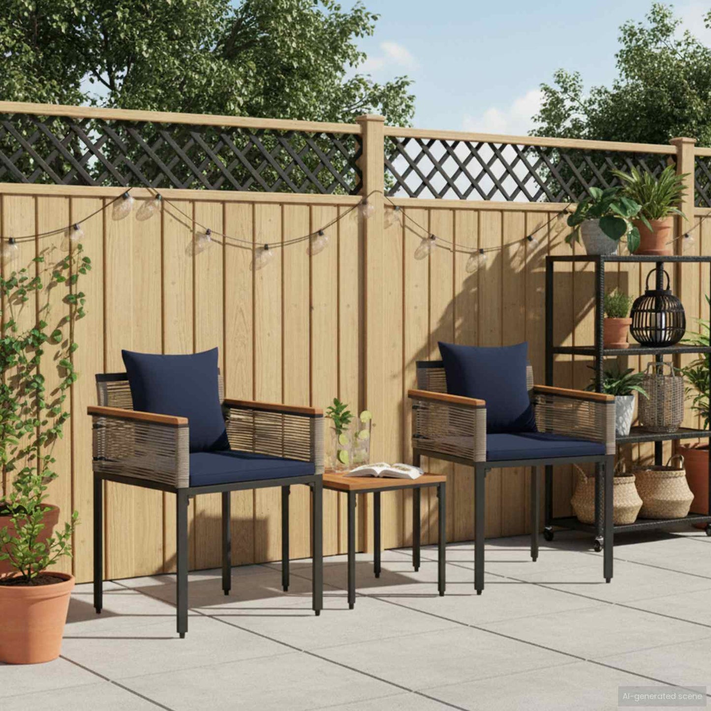 Set di Mobili da Esterno Grigio e Blu Navy polyrattan | homemem39