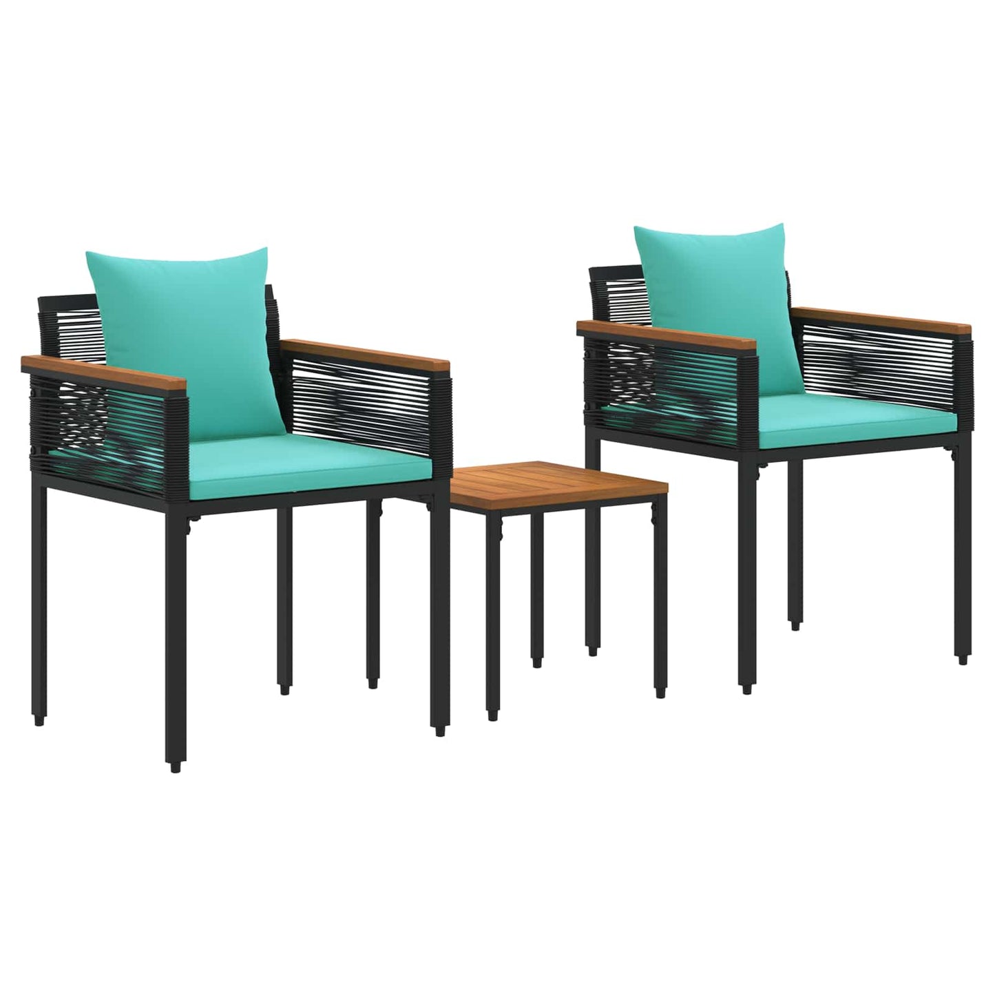 Set di Mobili da Esterno con cuscino Nero e Turchese polyrattan | homemem39