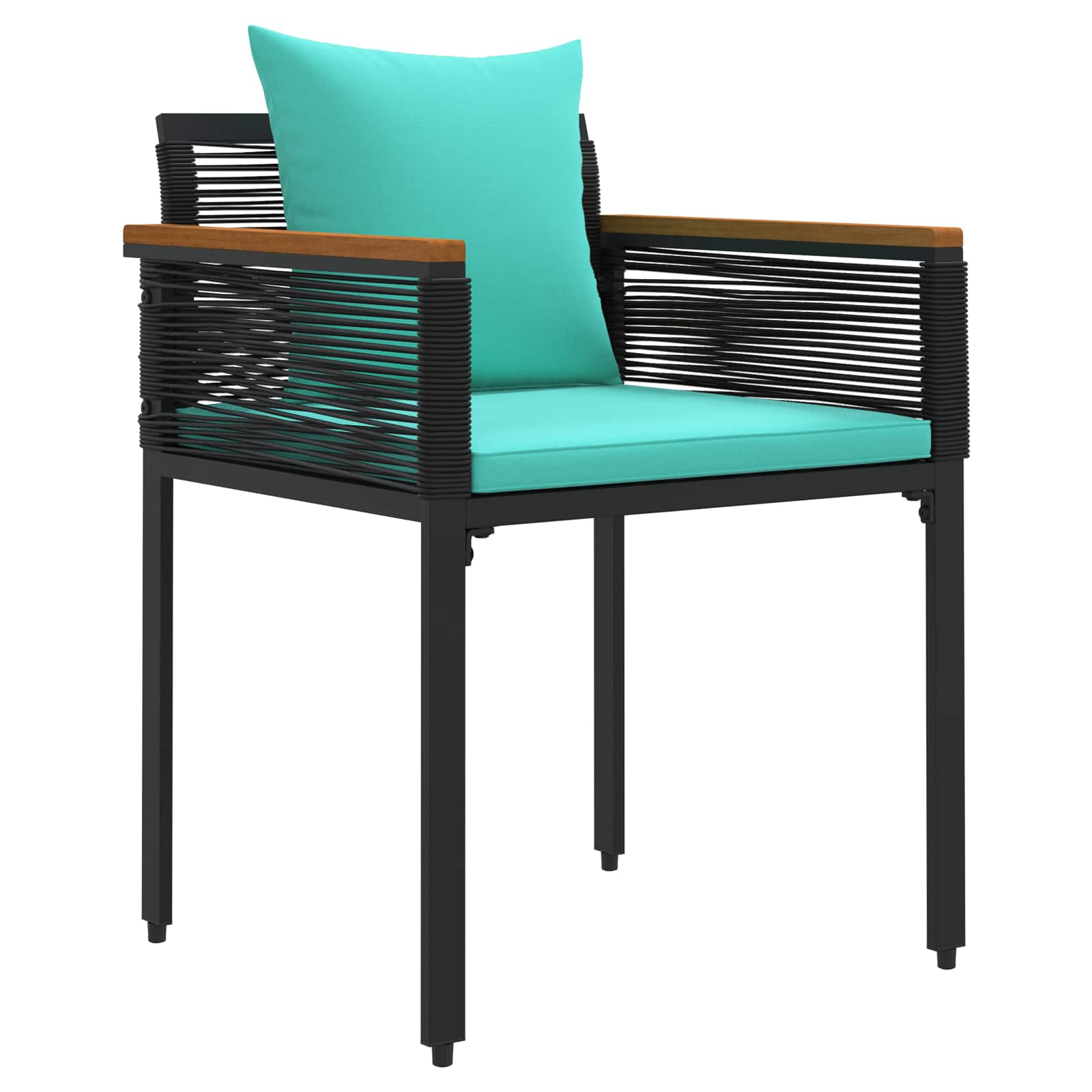 Set di Mobili da Esterno con cuscino Nero e Turchese polyrattan | homemem39