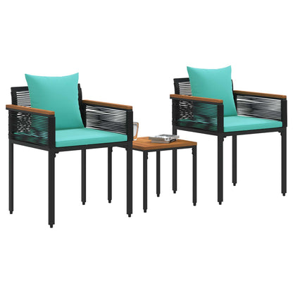 Set di Mobili da Esterno con cuscino Nero e Turchese polyrattan | homemem39