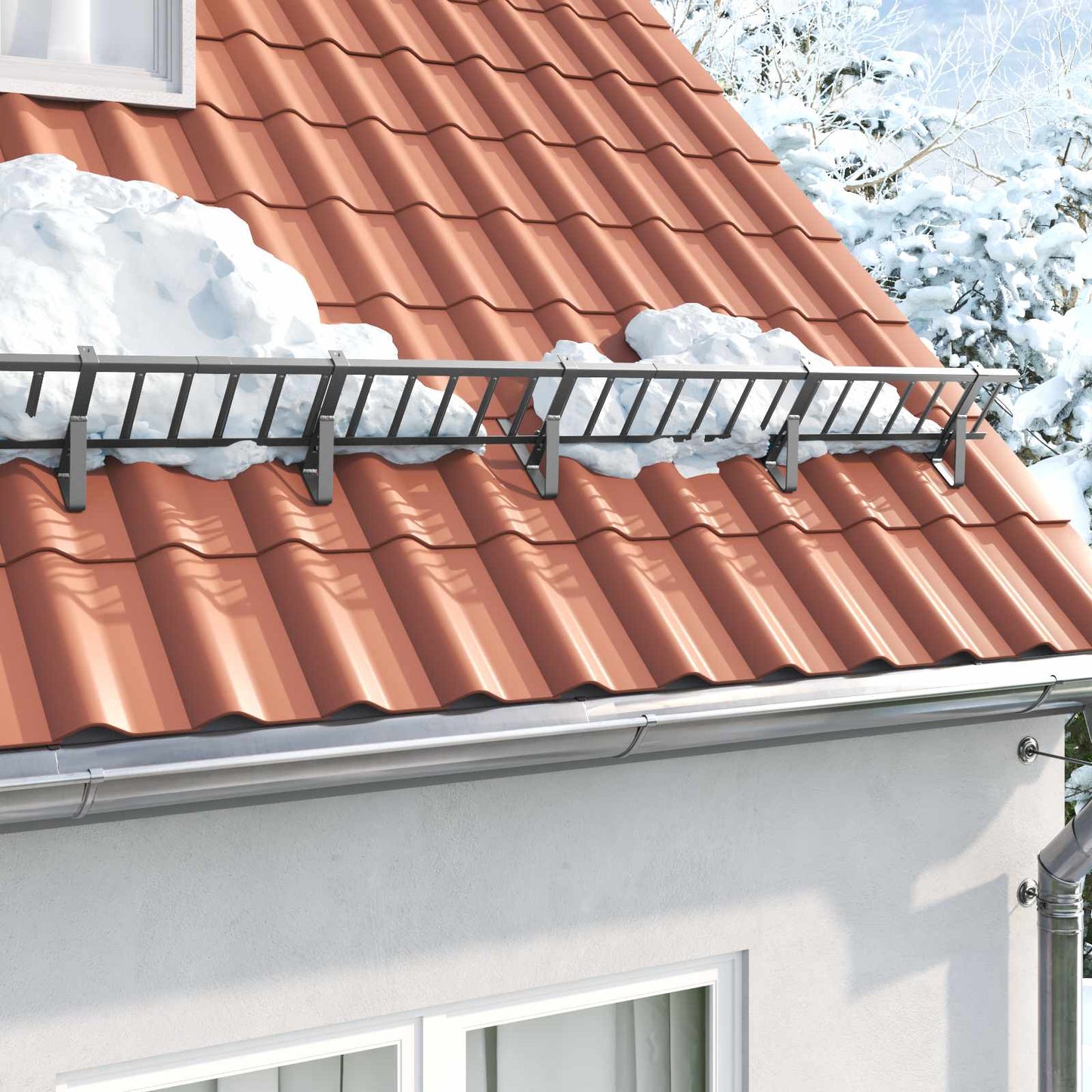 Supporto per guardia della neve 12 pcs Antracite Acciaio