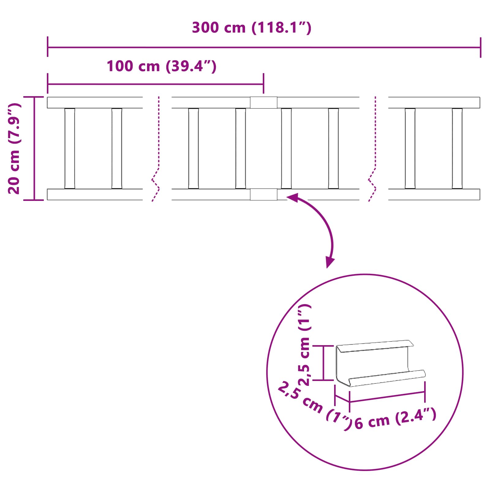 Guardia per neve sul tetto Antracite 300 x 2,5 x 20 cm Acciaio | homemem39
