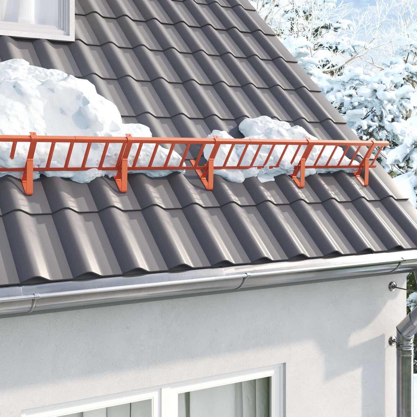 Supporto per guardia della neve 12 pcs Rosso 29,5 x 3 x 34,5 cm | homemem39